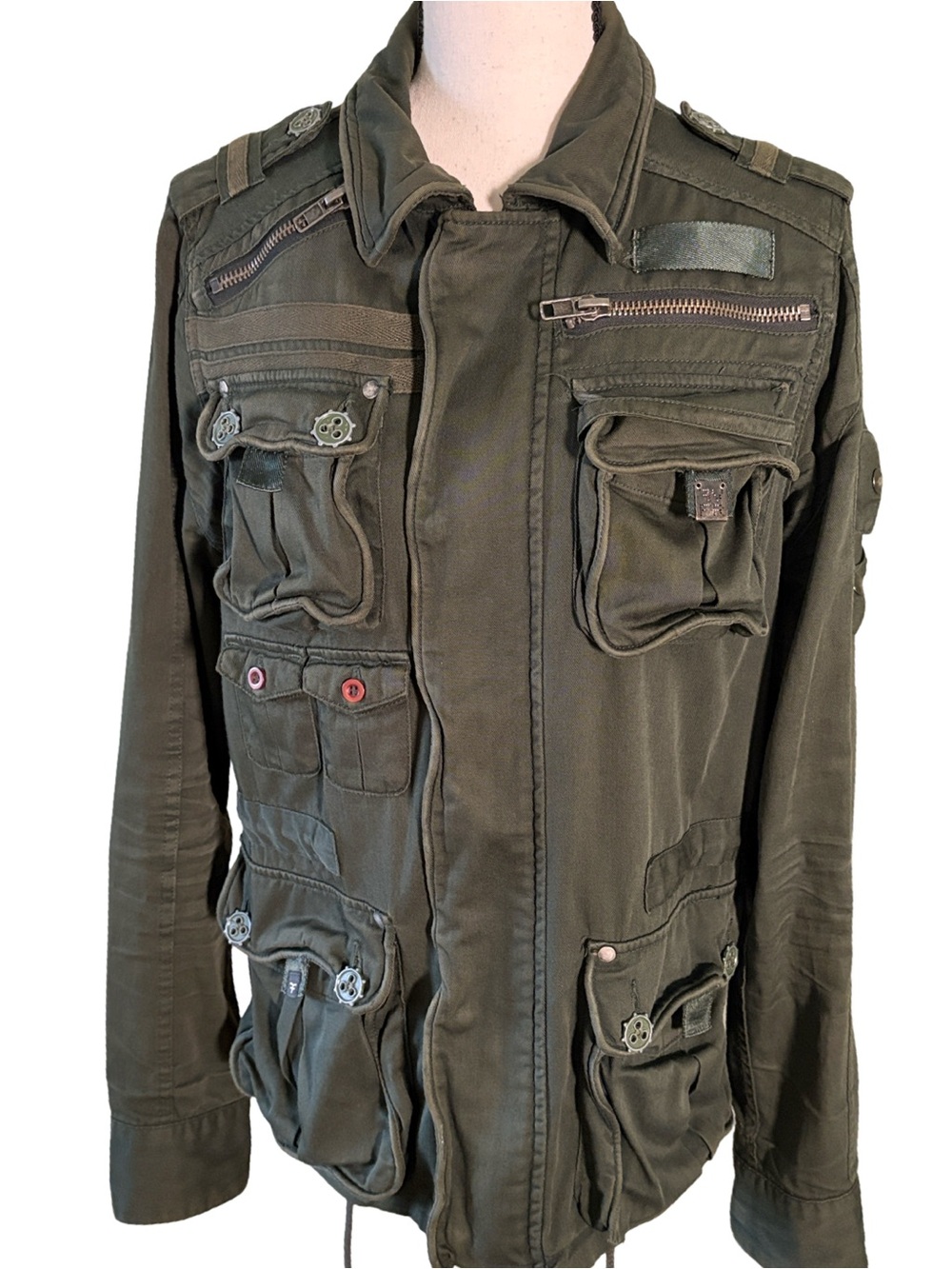 Olive Green Utility Field Jacket Size Medium - Picture 2 of 10